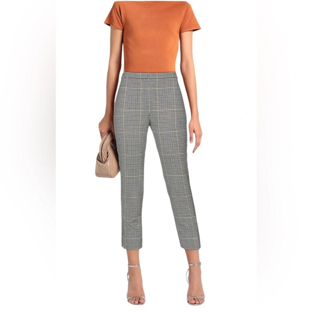 Theory Womens Ivory Multi Dale Portland Plaid Ankle Cropped Straight Pants - Picture 1 of 15